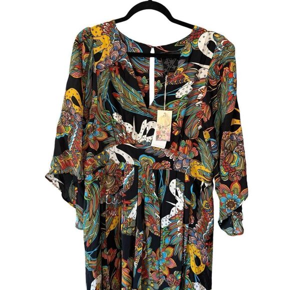 Revolve Johnny Was NWT Gardenia Floral Silk Midi Dress Size L - Picture 6 of 11